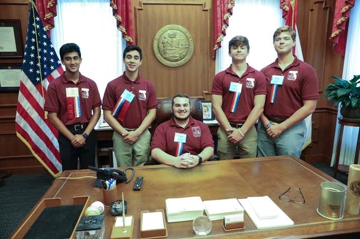 Nease’s Khush Gandhi (left) and Nate Fagen (second from right) were among the newly elected officers for the Florida American Legion Boys State 77th session.